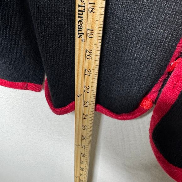 Mercer Street Studio M Black Red Beaded Floral Cardigan Sweater Holiday Vintage - Picture 7 of 10